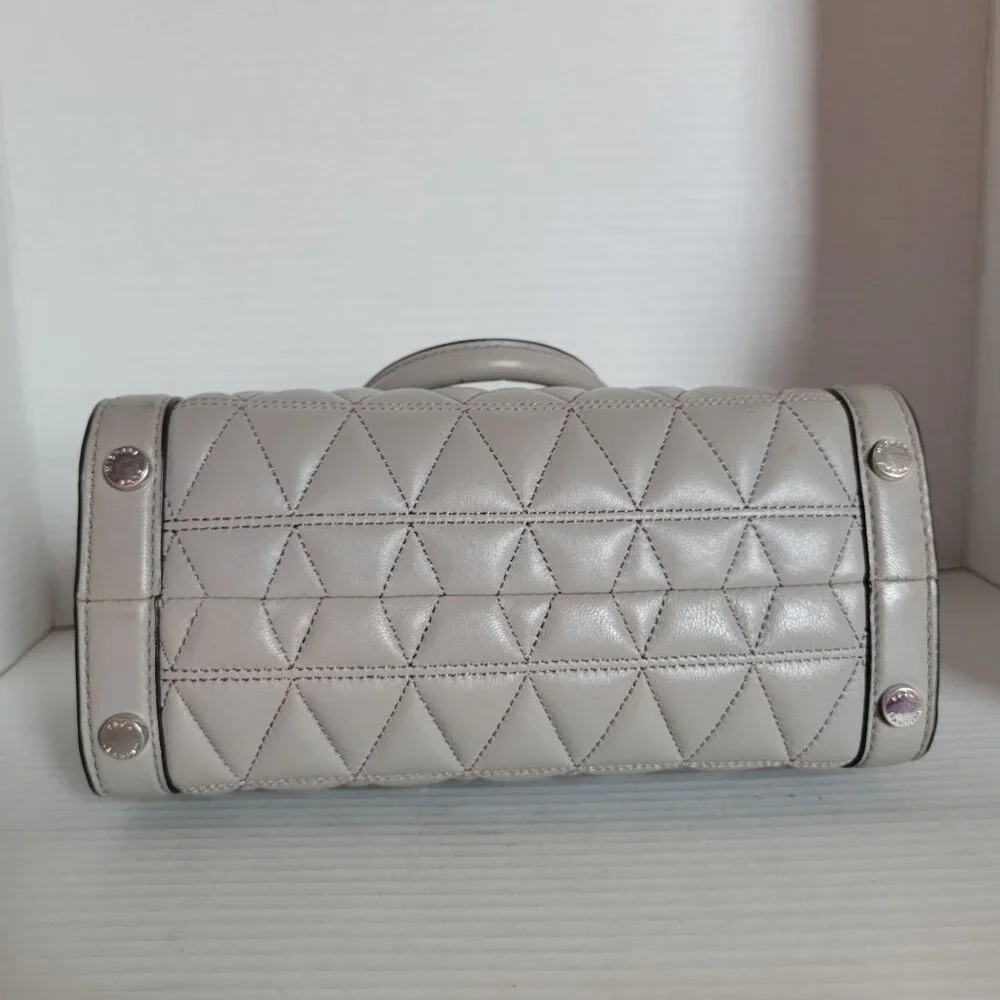 Michael Kors Vivianne Small Quilted Leather Satchel Bag Gray Women's Woman's